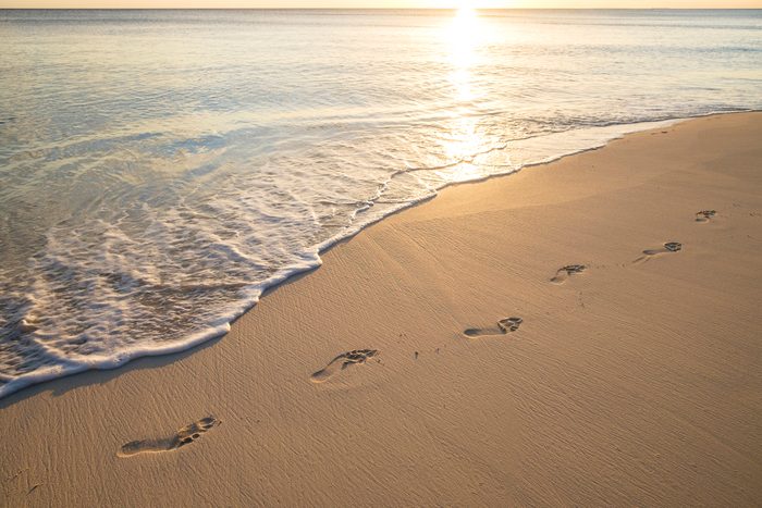 Footprints on beach