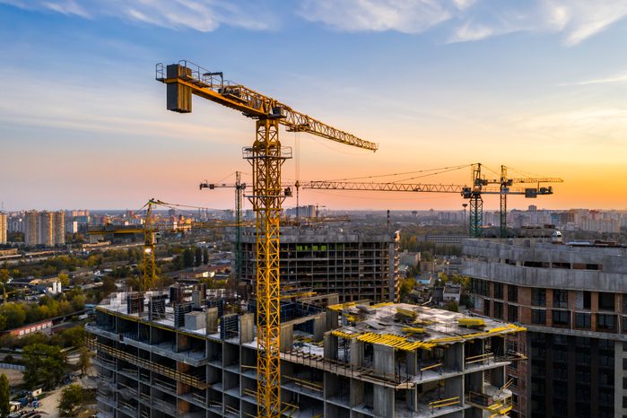 Construction site with cranes
