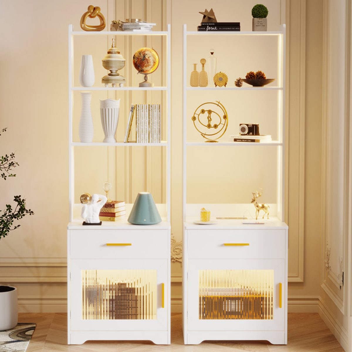 Avrohom Wood Light Up Nightstand With Outlets